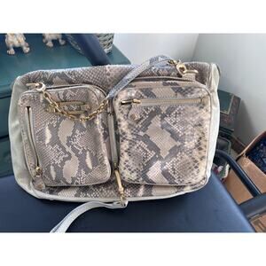 VINTAGE ONE OF A KIND JIMMY CHOO LARGE PYTHON & LEATHER BAG -TONS OF POCKETS!